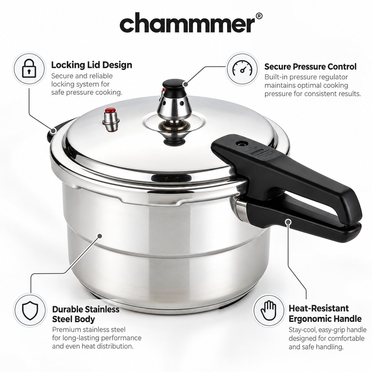 Smart Household Pressure Cooker with One-Touch Pressure Release, Adjustable Pressure Levels, Non-Stick Inner Pot, Explosion-Proof & Anti-Scald, Easy to Clean, Fast Cooking, Nutrient-Retaining, All-in-One for Frying & Stewing, Beginner-Friendly.🍲