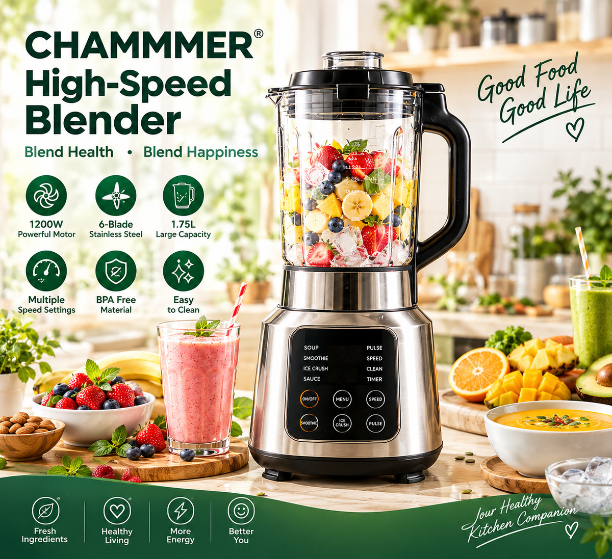Quiet Blender Soy Milk Maker | Filter-Free, Dry Bean Direct Grind, 24H Timer & Keep Warm, Self-Cleaning Multifunctional Food Processor.✨