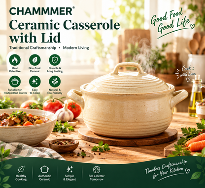 Healthy Versatile Earthen Pot, Your Reliable Kitchen Cooking Partner,High-Temp Resistant Ceramic Casserole, Lock in Flavor for Perfect Slow Stews.🍲