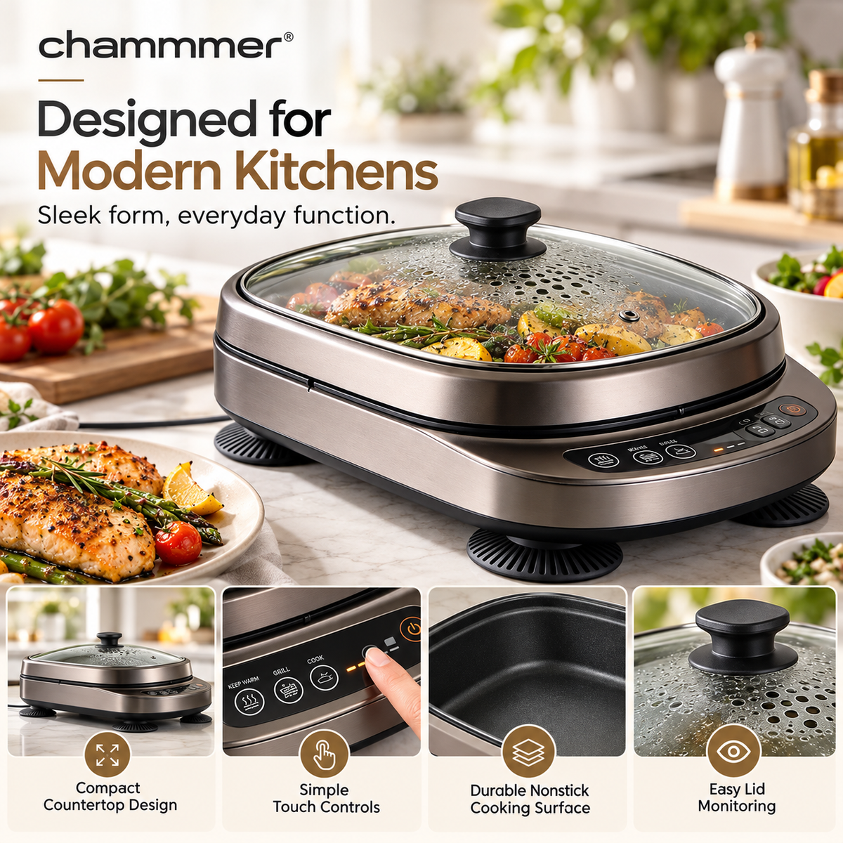 Multi-Functional Household Electric Hot Pot with Intelligent Constant Temperature, Adjustable Power Levels, Non-Stick Inner Pot, All-in-One for Frying, Stir-Frying, Boiling & Stewing, Easy to Clean, Quiet & Energy-Saving, Beginner-Friendly.🍲