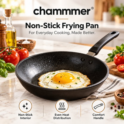 Household Non-Stick Frying Pan, Smoke-Free & Anti-Stick, High-Temperature Resistant & Scratch-Proof, Even Heat Conduction, All-in-One for Frying, Stir-Frying & Searing, Easy to Clean, Anti-Scald Handle.🍳