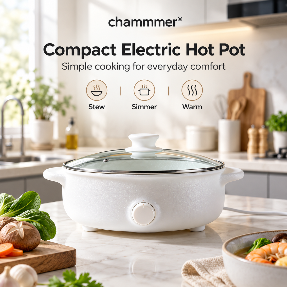 Multi-Purpose Household Electric Hot Pot – Non-Stick Inner Pot, Adjustable Temperature, Fast Heating for Hot Pot, Soup, Stew & Family Meals.🥑