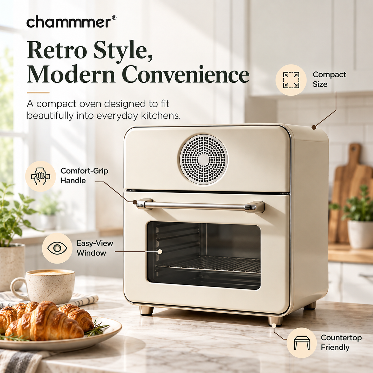 Smart Multi-Functional Electric Oven with 360° Hot Air Circulation, Precise Temperature Control, Steam Cooking & Easy-Clean Liner, All-in-One Solution for Healthy Home Baking & Grilling, Beginner-Friendly.🍳